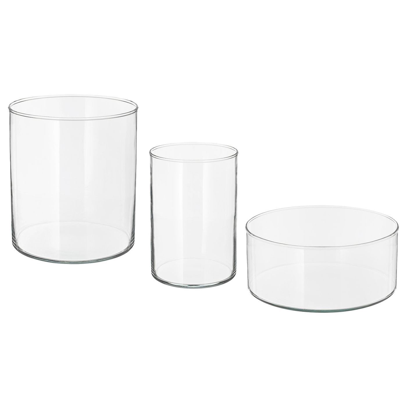 IKEA CYLINDER dzban/miska, 3 szt, szkło bezbarwne