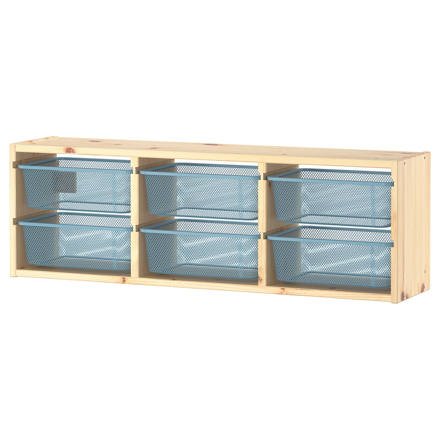 IKEA TROFAST szafka ścienna, jasna sosna bejcowana na biało/szaroniebieski, 93x21x30 cm