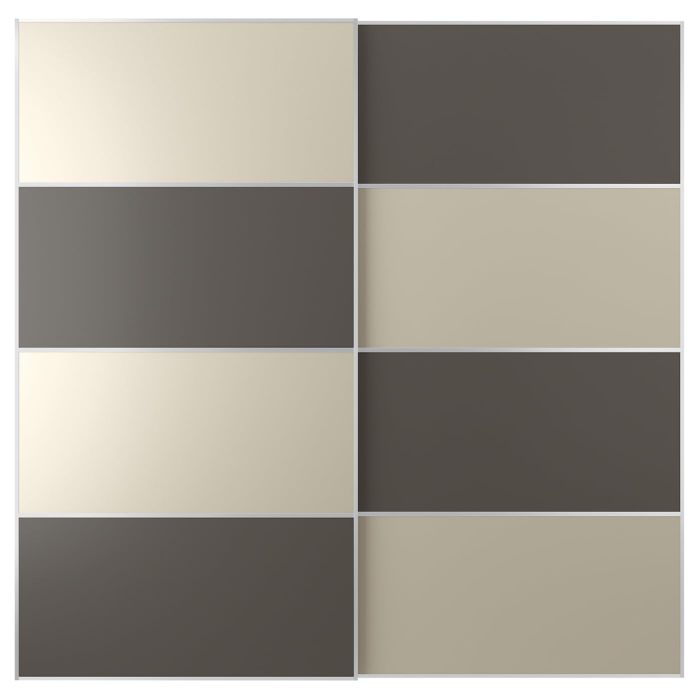 IKEA MEHAMN Drzwi przesuwne, aluminium 2str/ciemnoszary szarobeżowy, 200x201 cm