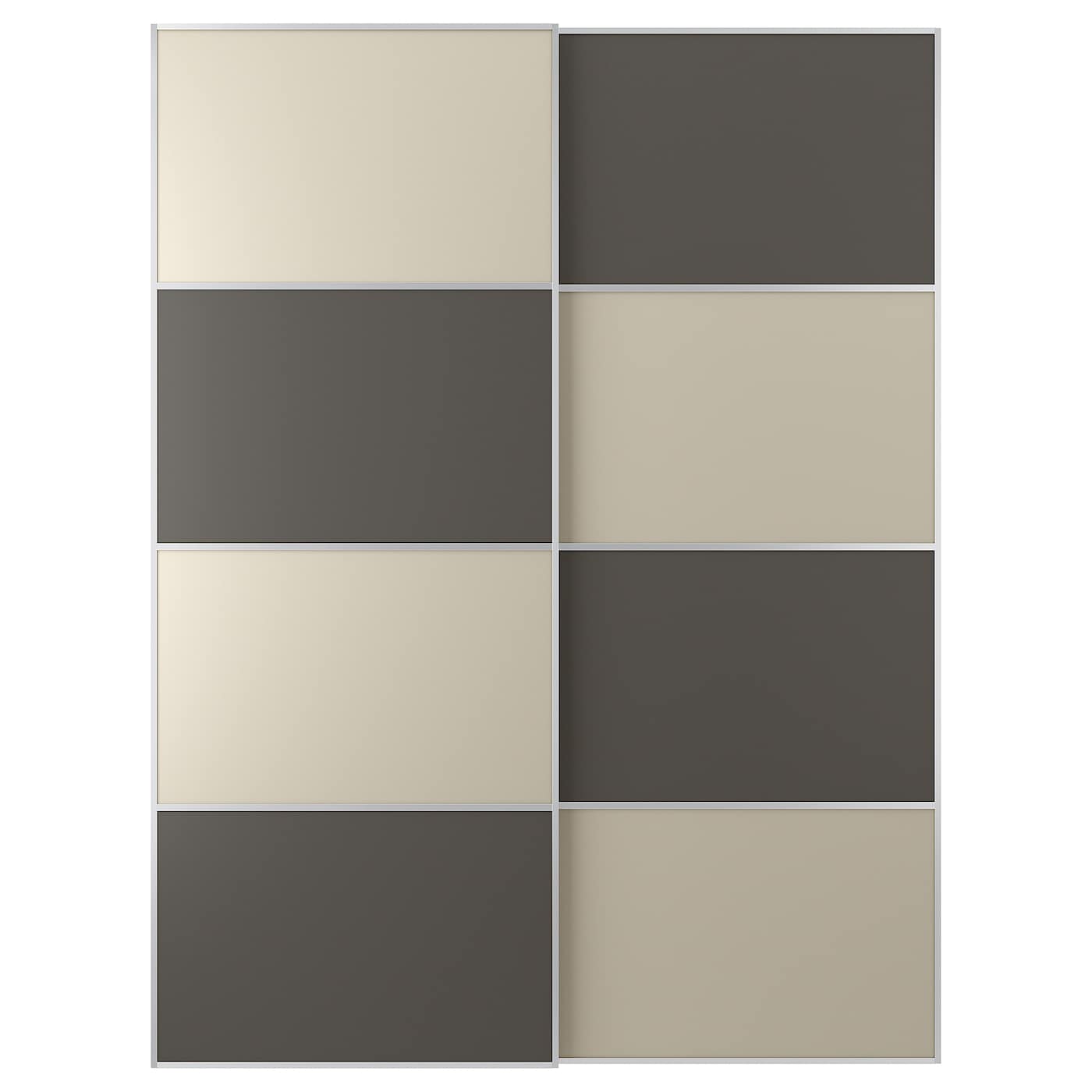 IKEA MEHAMN Drzwi przesuwne, aluminium 2str/ciemnoszary szarobeżowy, 150x201 cm