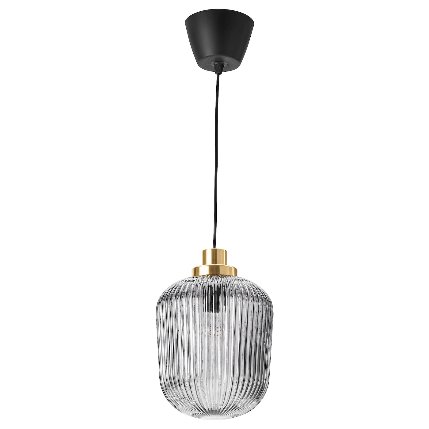 IKEA SOLKLINT lampa wisząca, mosiądz/szare szkło przezroczyste, 22 cm