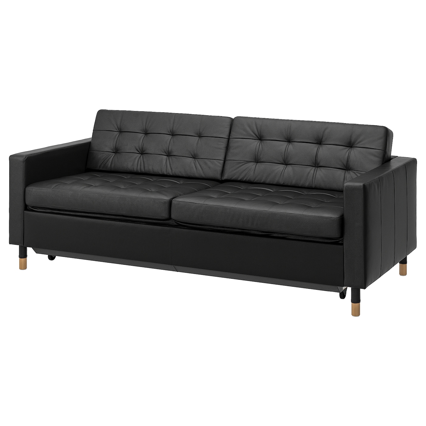 IKEA LANDSKRONA sofa 3-osobowa, rozkładana, Grann/Bomstad czarny/drewno, Wysokość podłokietnika: 67 cm