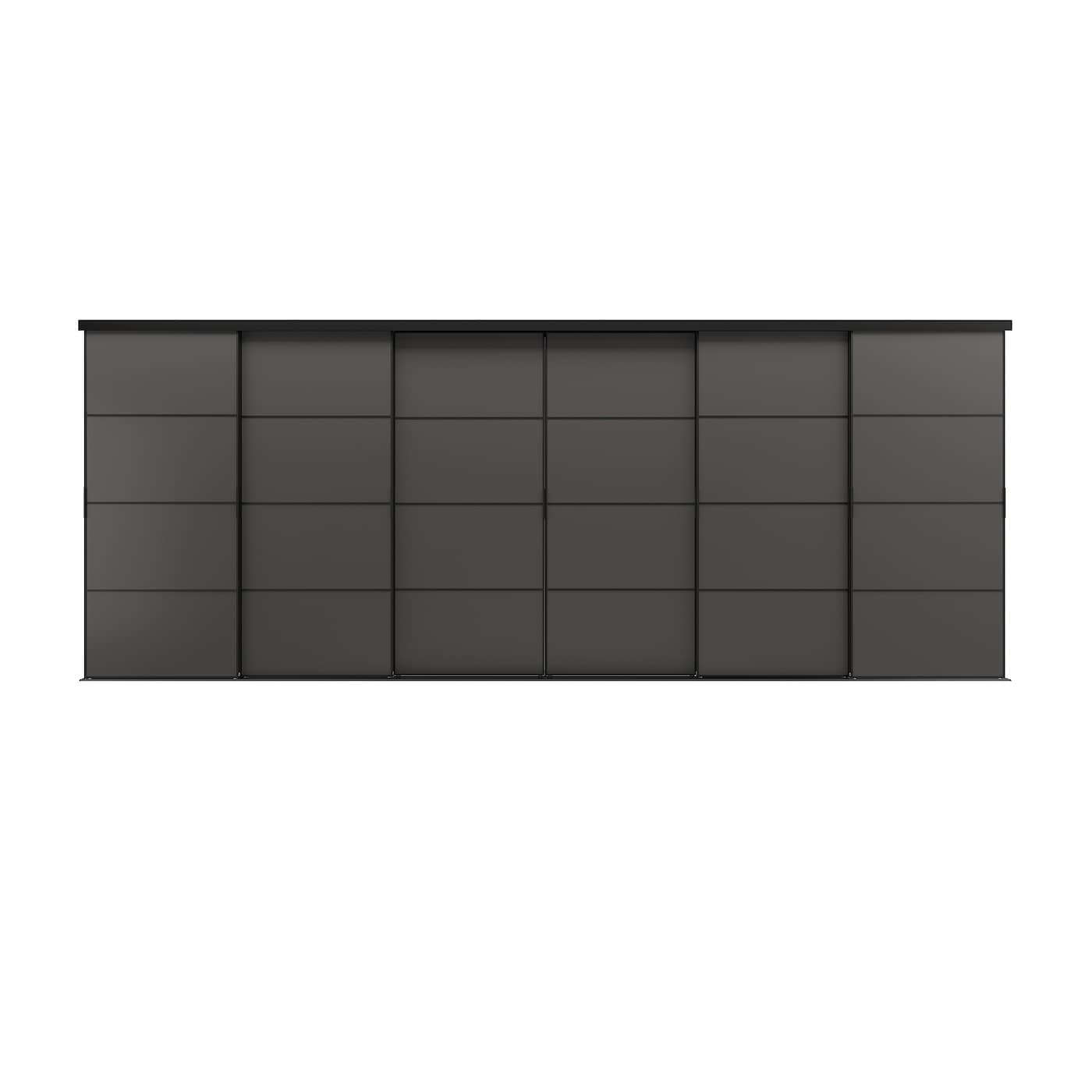 IKEA SKYTTA / MEHAMN kombinacja drzwi przesuwnych, czarny/2str ciemnoszary, 603x240 cm