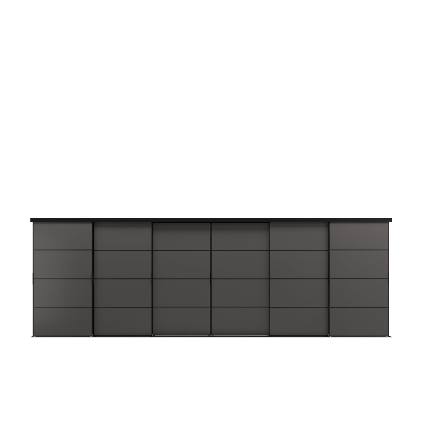 IKEA SKYTTA / MEHAMN kombinacja drzwi przesuwnych, czarny/2str ciemnoszary, 603x205 cm