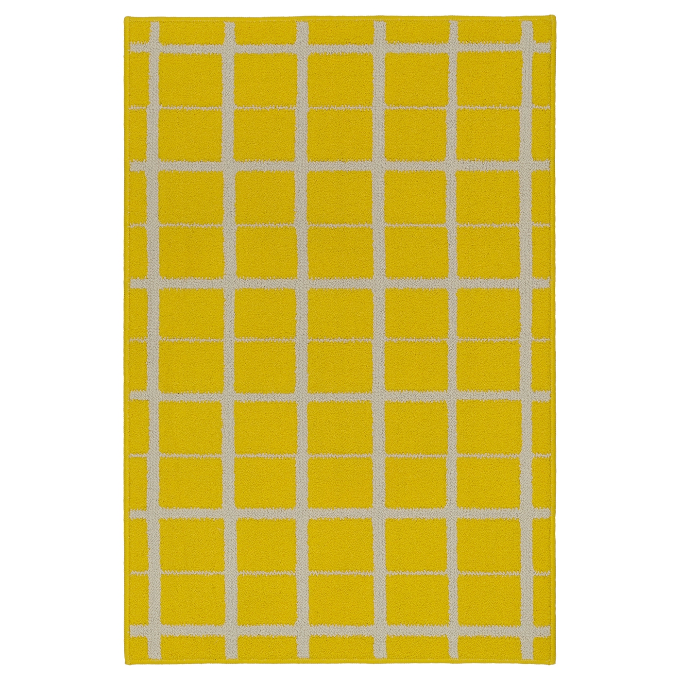 IKEA VÄNDPLATS dywan z krótkim włosiem, żółty/w kratę, 60x90 cm