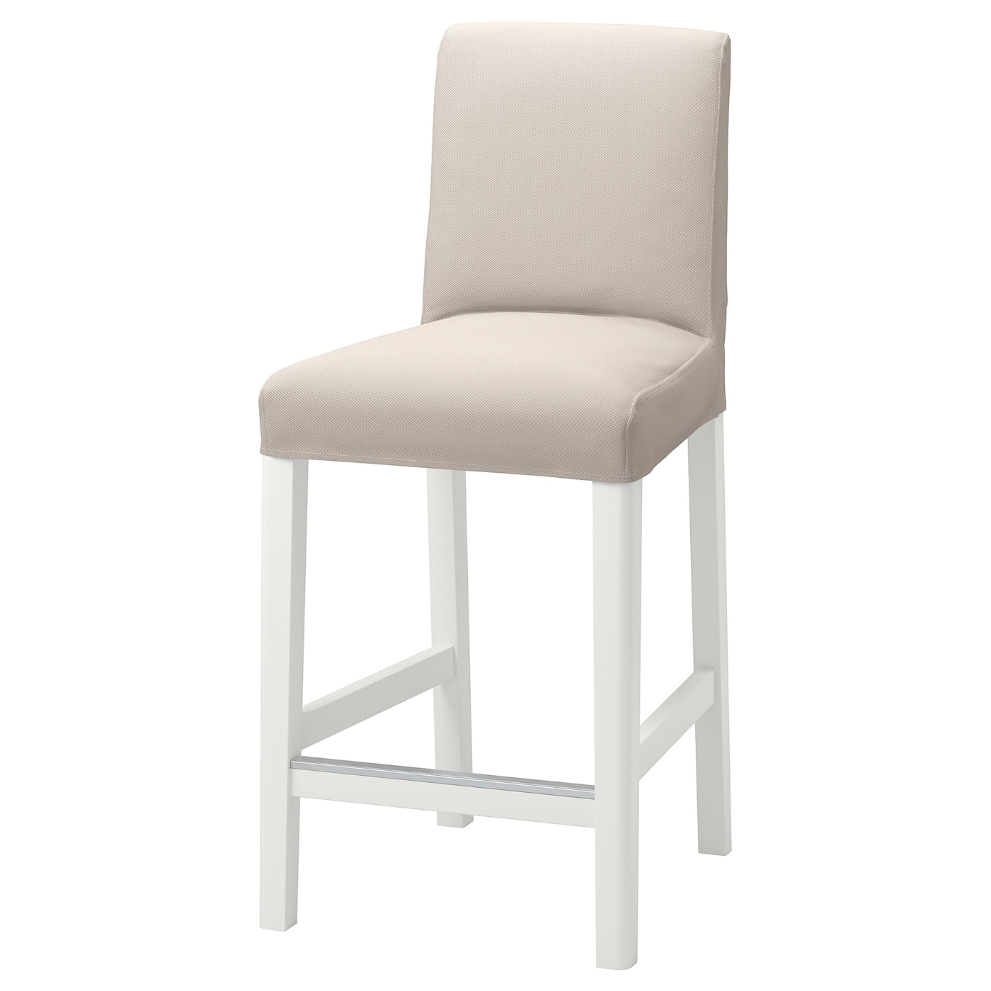 IKEA BERGMUND Stołek barowy z oparciem, biały/Hallarp beżowy, 62 cm