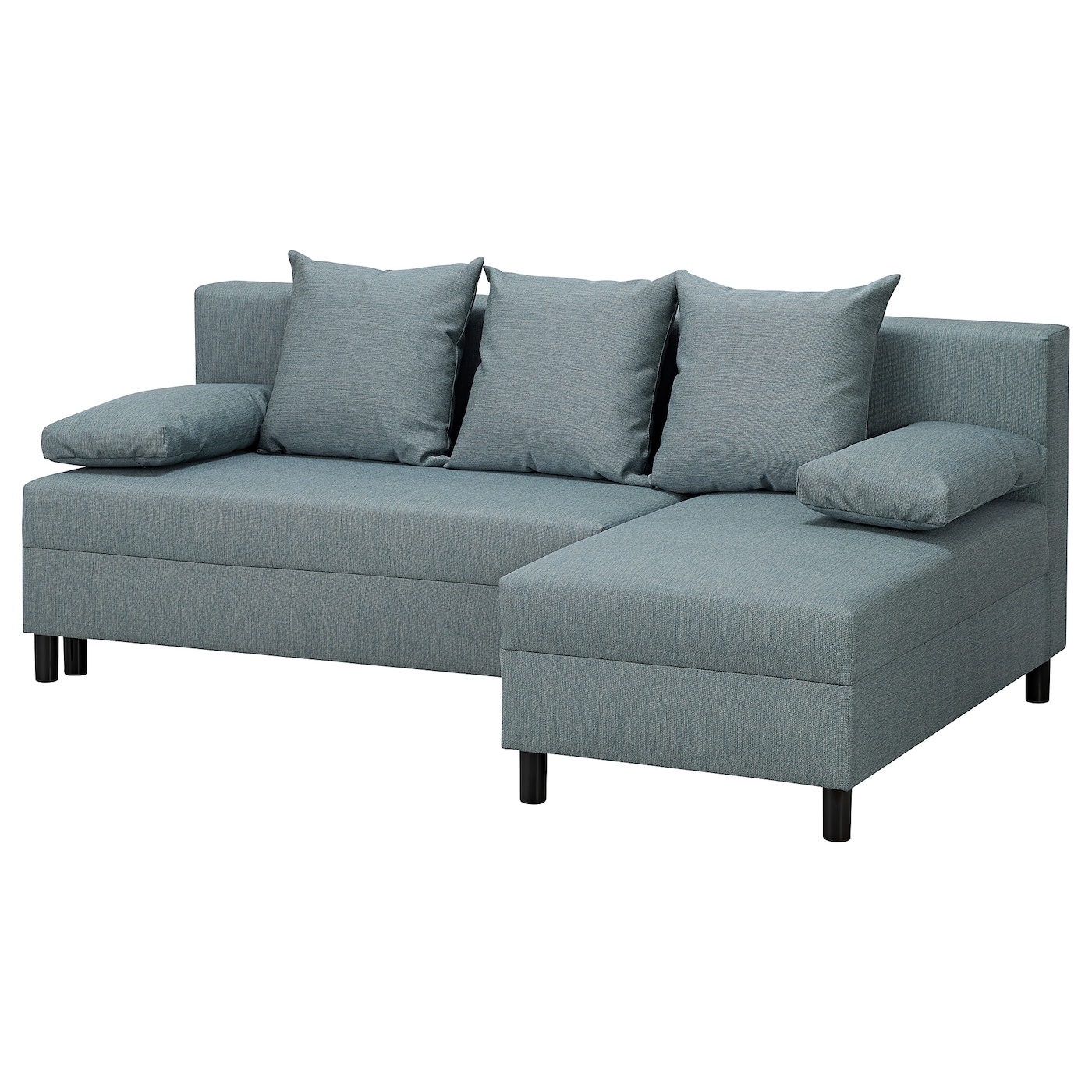 IKEA ANGSTA sofa 3-osobowa, rozkładana, z szezlongiem turkusowy, Wysokość łóżka: 42.5 cm
