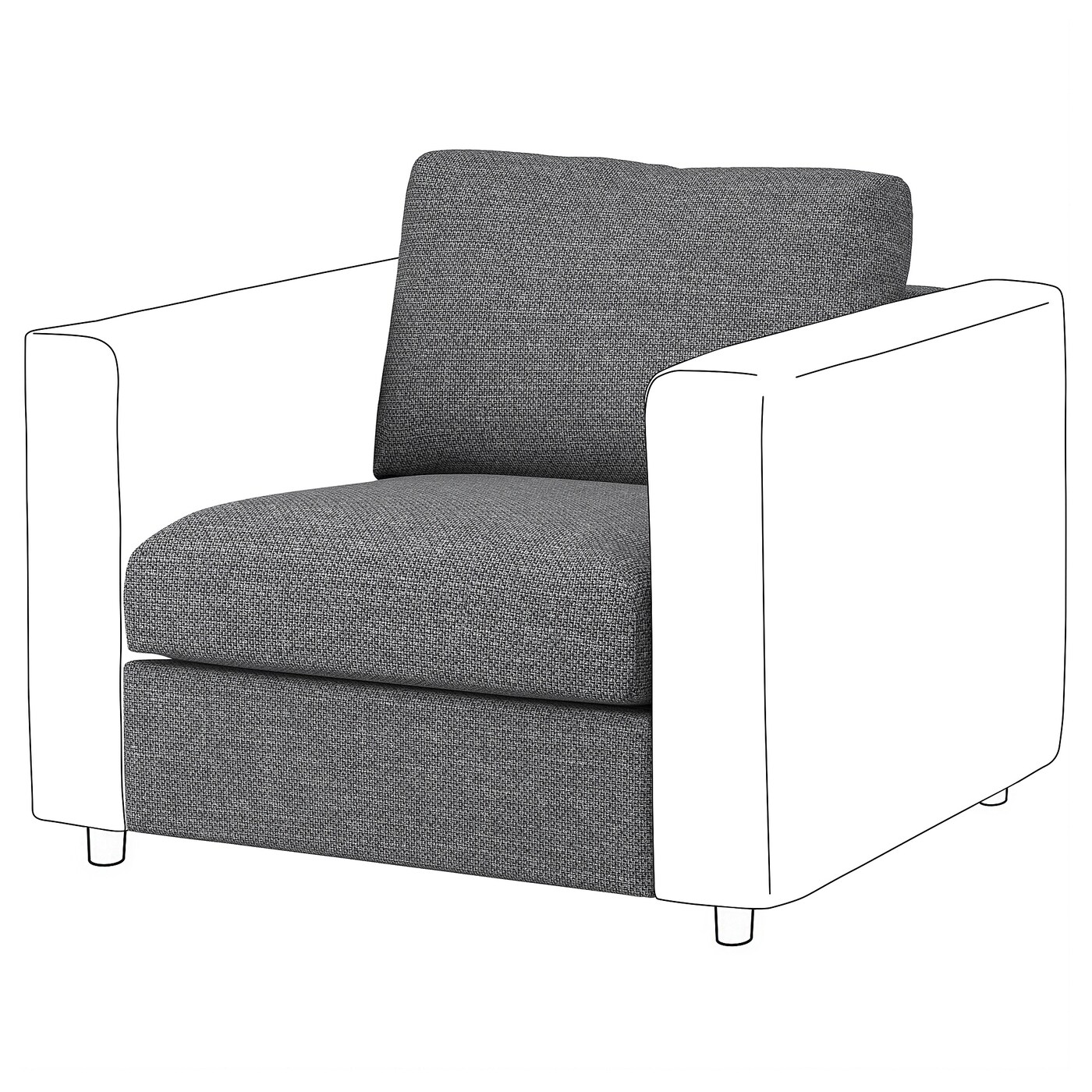IKEA VIMLE sekcja 1-osobowa, Lejde szary-czarny, Wysokość z poduchami oparcia: 80 cm