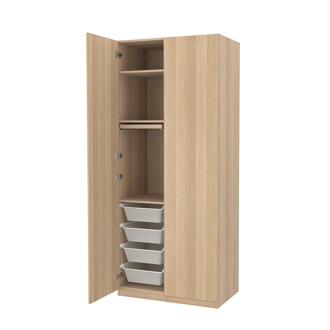 IKEA PAX / FORSAND kombinacja szafy, imitacja dębu bejcowanego na biało/imitacja dębu bejcowanego na biało, 100x60x236 cm