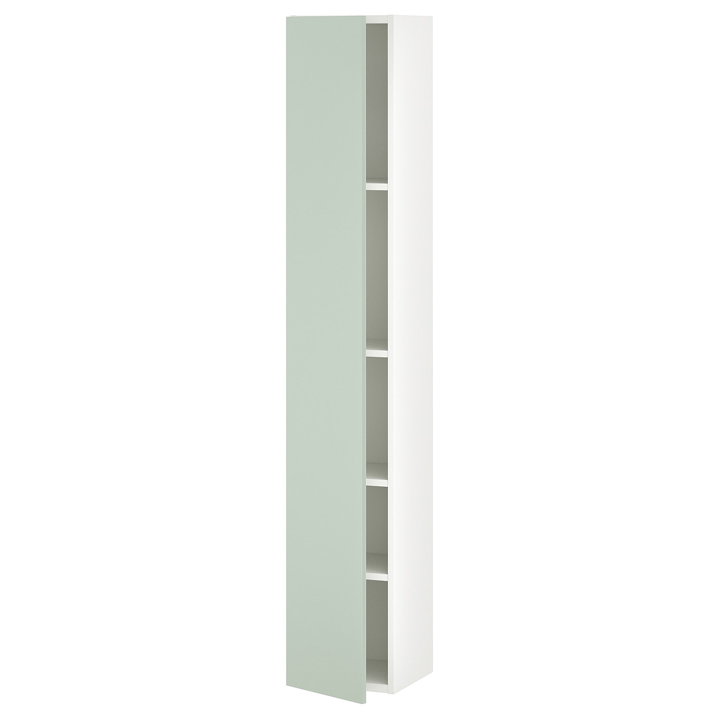 IKEA ENHET szafka wysoka 4 półki/drzwi, biały/blady szarozielony, 30x32x180 cm