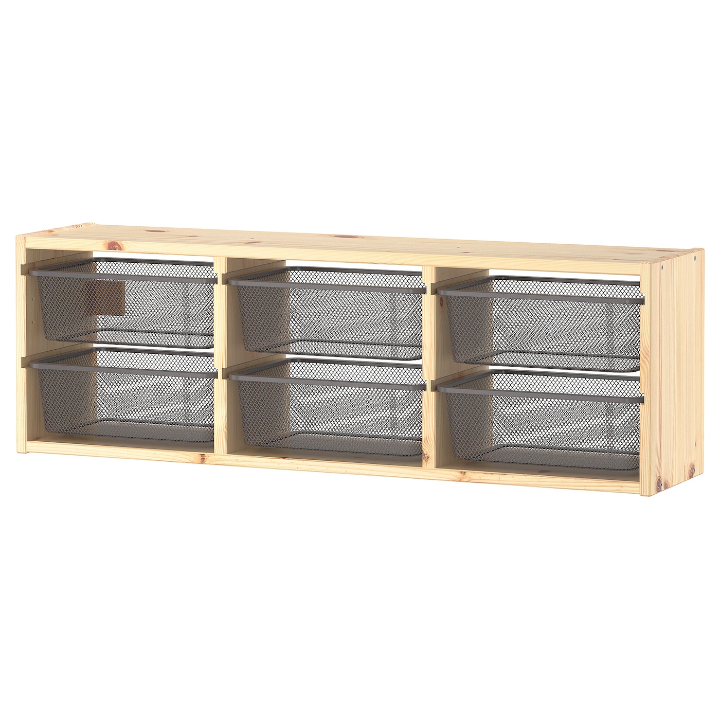IKEA TROFAST szafka ścienna, jasna sosna bejcowana na biało/ciemnoszary, 93x21x30 cm