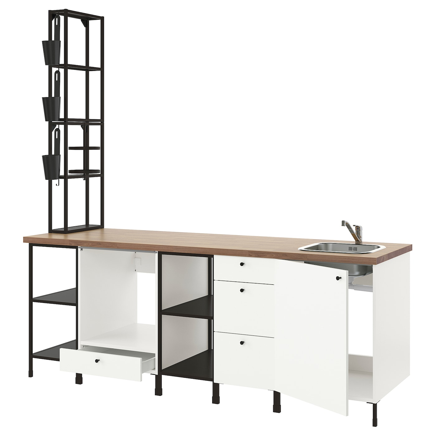 IKEA ENHET kuchnia, antracyt/biały, 243x63.5x241 cm