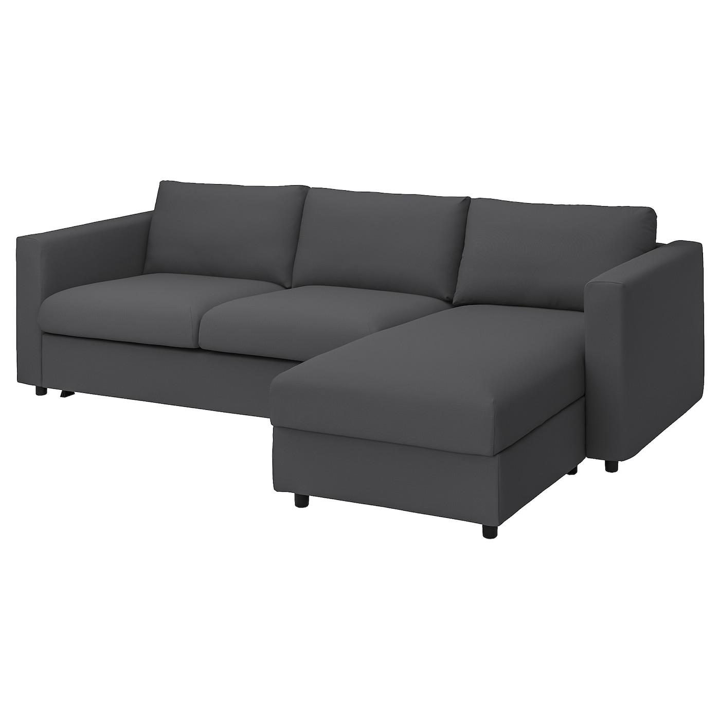 IKEA VIMLE 3-os sofa rozkładana z szezlongiem, Hallarp szary, Wysokość łóżka: 53 cm