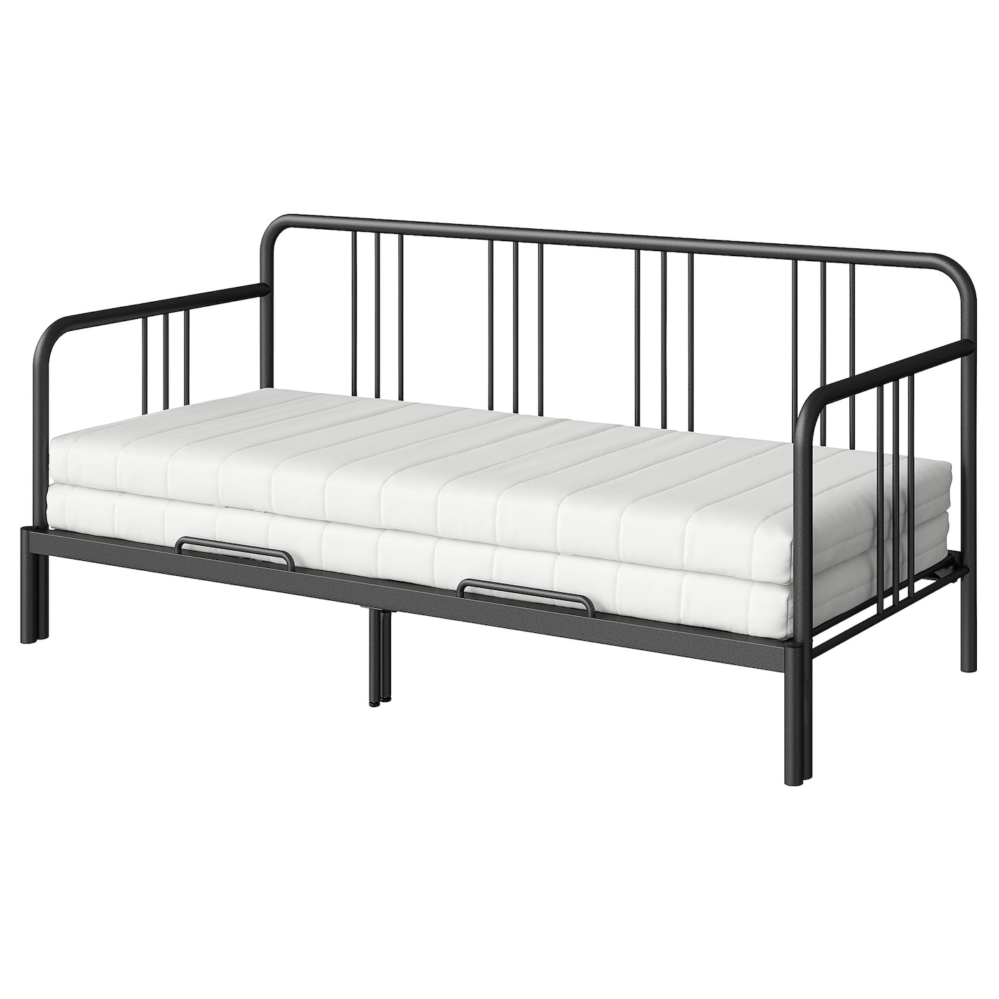 IKEA FYRESDAL leżanka z 2 materacami, czarny/Åfjäll twardy, 80x200 cm