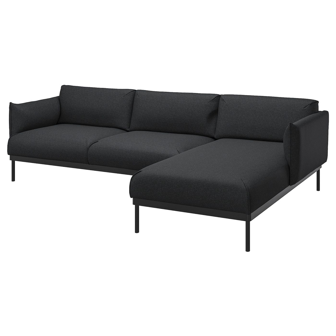IKEA ÄPPLARYD sofa 3-osobowa z szezlongiem, Gunnared czarny/szary