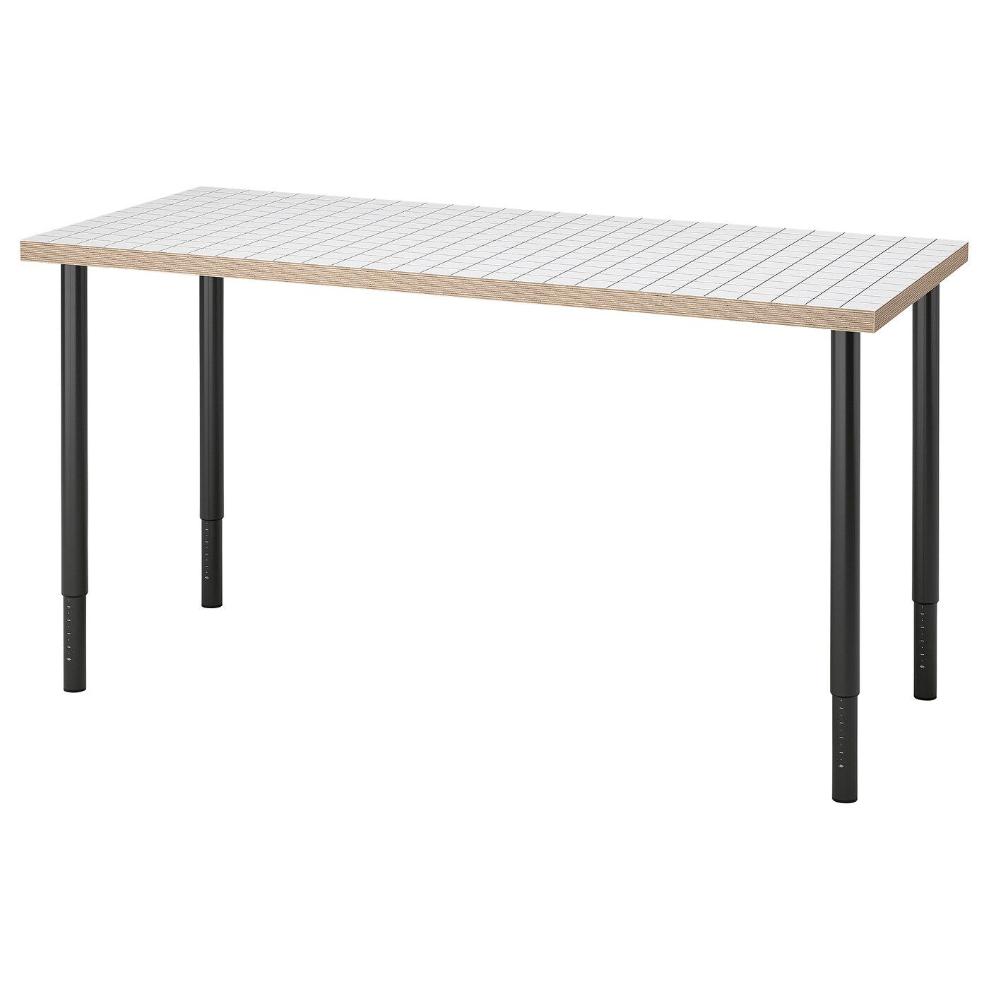 IKEA LAGKAPTEN / OLOV biurko, biały antracyt/czarny, 140x60 cm