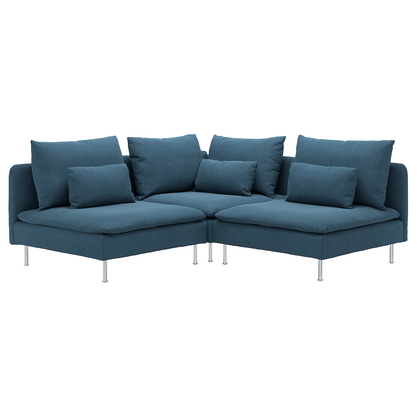 IKEA SÖDERHAMN sofa narożna 3-osobowa, Tallmyra niebieski, Wysokość z poduchami oparcia: 83 cm
