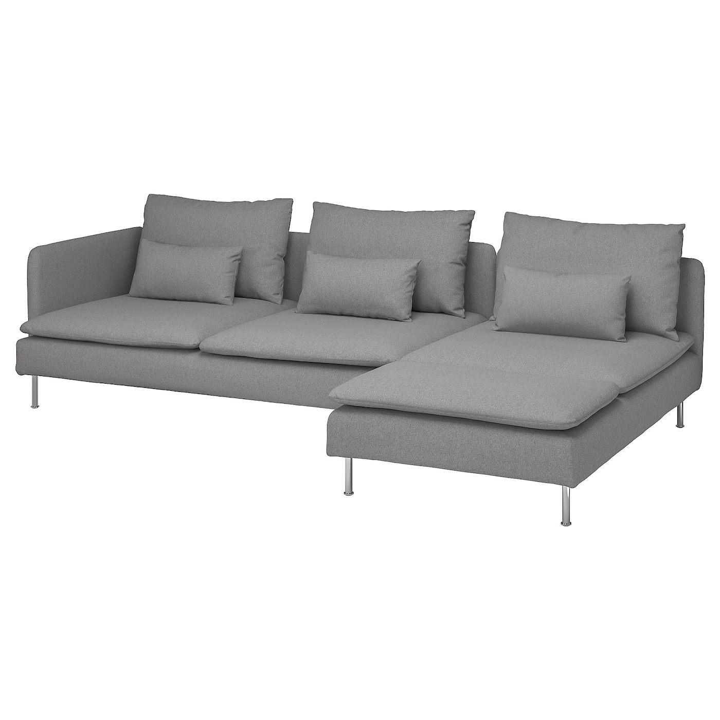 IKEA SÖDERHAMN sofa 4-osobowa z szezlongiem, i otwarty koniec Tonerud/szary, Szerokość: 285 cm
