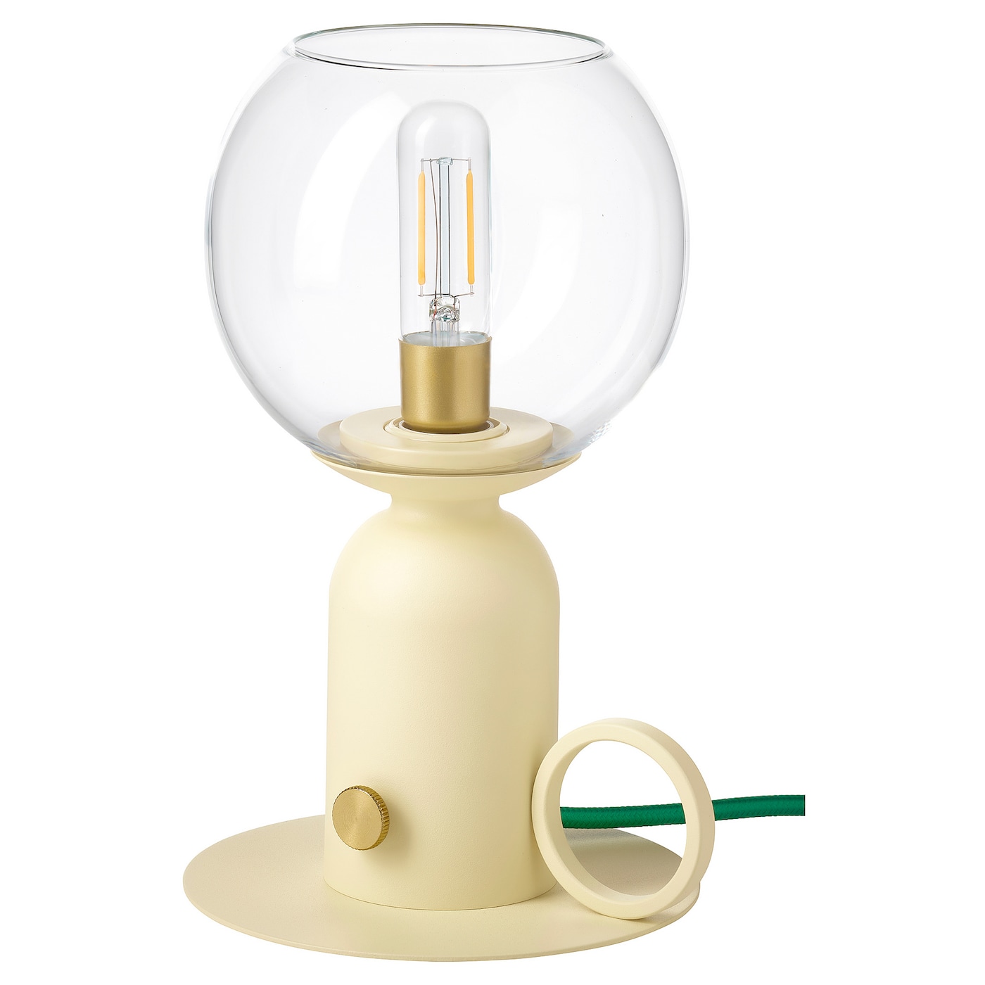 IKEA ÅSKMULLER lampa stołowa, można przyciemniać jasnożółty/zielony, 24 cm