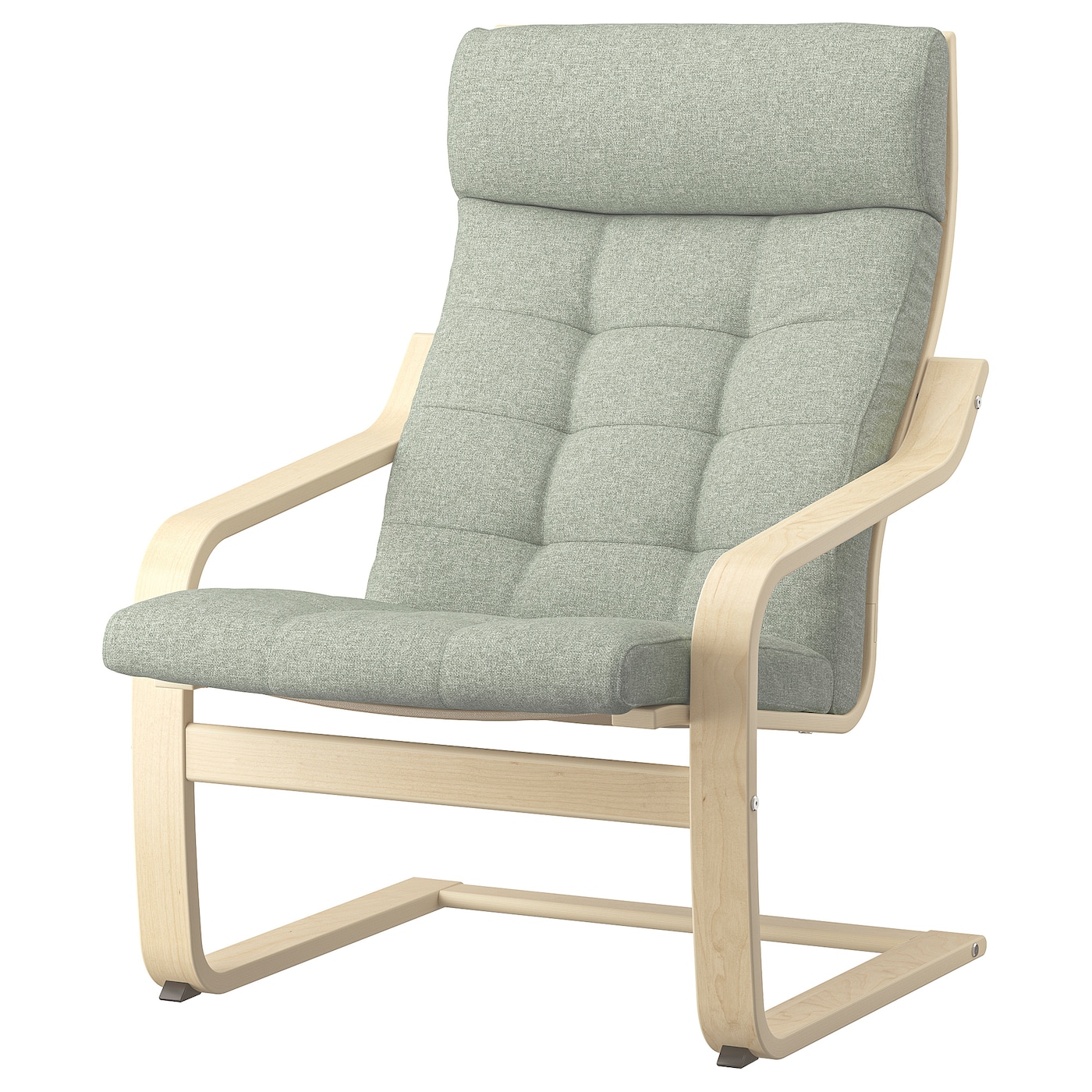 IKEA POÄNG fotel, okl brzoz/Gunnared jasnozielony, Szerokość: 68 cm