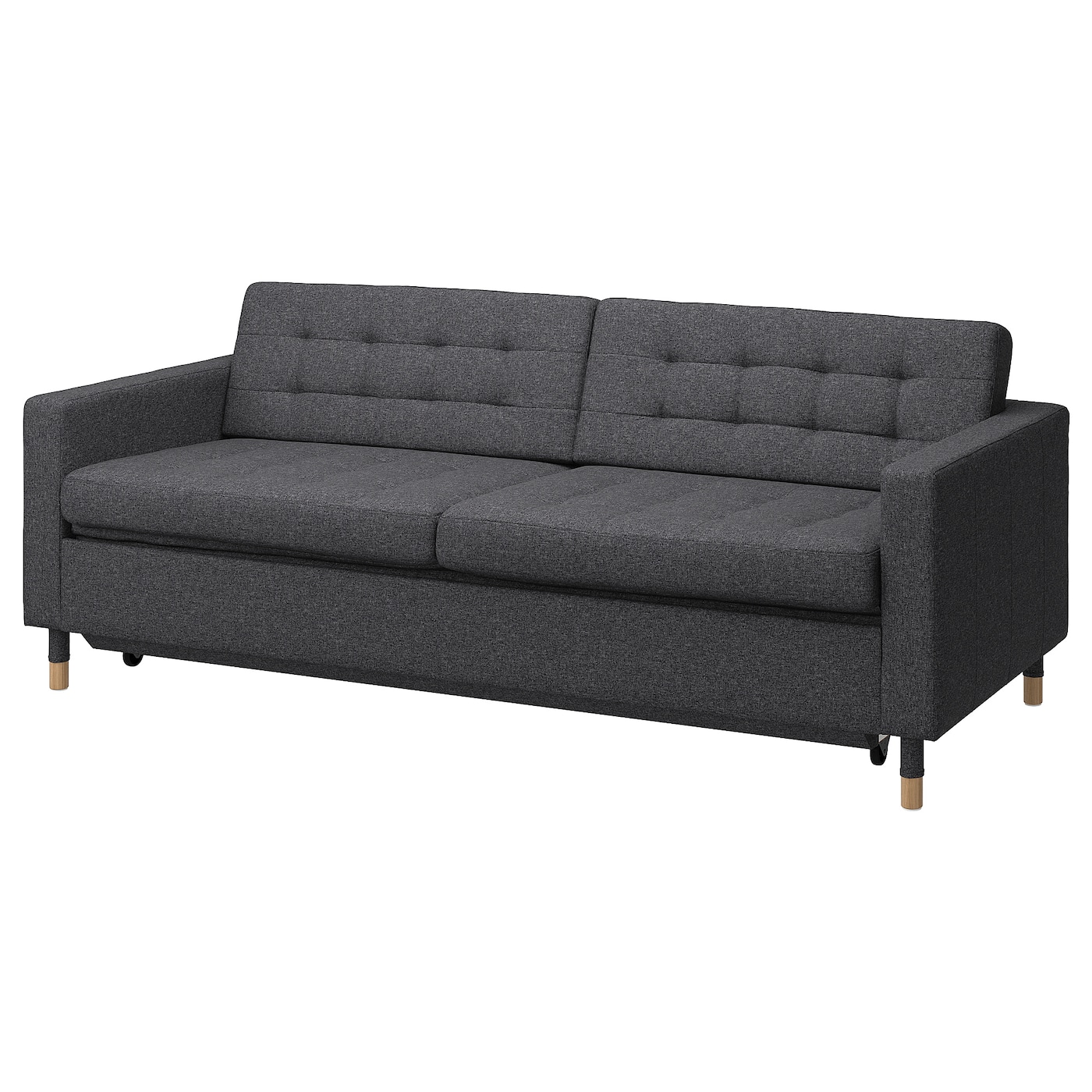 IKEA LANDSKRONA sofa 3-osobowa, rozkładana, Gunnared ciemnoszary/drewno, Wysokość podłokietnika: 67 cm