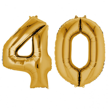 Balony Foliowe Cyfra "40", 100 cm, złoty