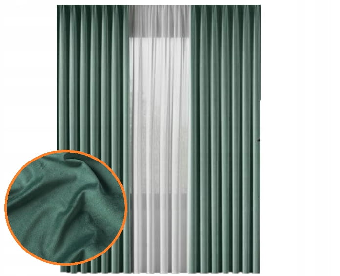 Zasłona velvet zieleń welur 250x140 - elegancka dekoracja do salonu