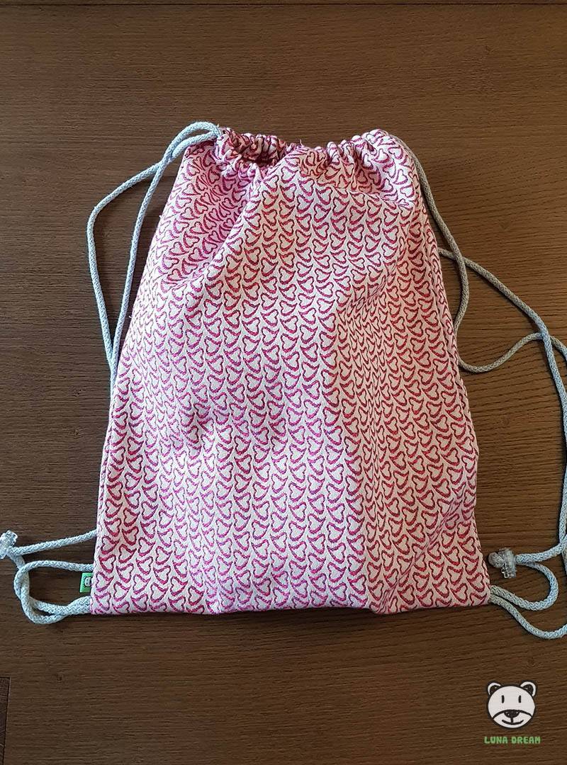 Plecak/Torba - LITTLE HEARTS (różowy) 100% Bawełna, rozmiar 31cm x 43cm