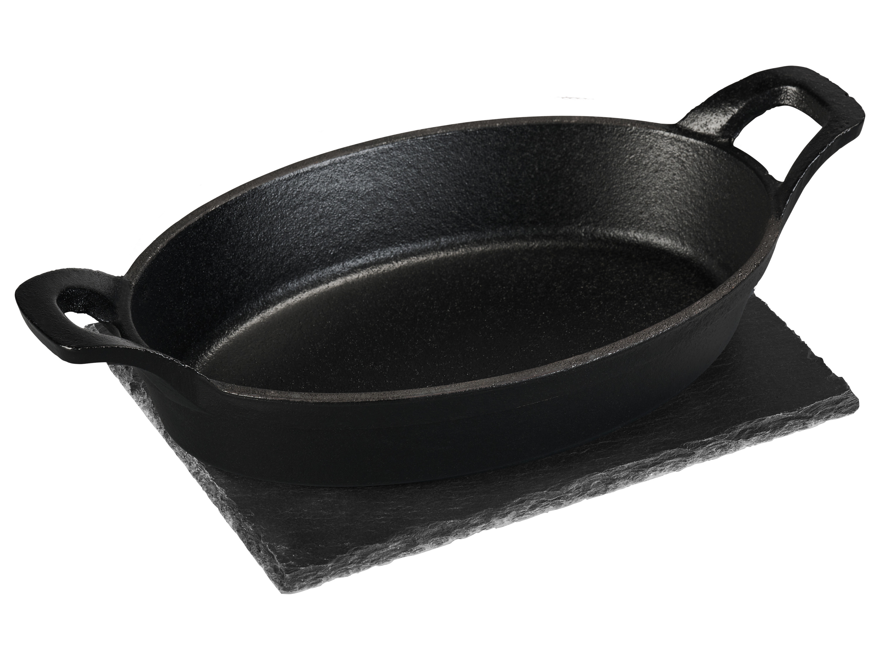 Grillmeister Patelnia żeliwna z łupkiem / Prasa do burgerów / Prasa do mięsa Mini patelnia owalna