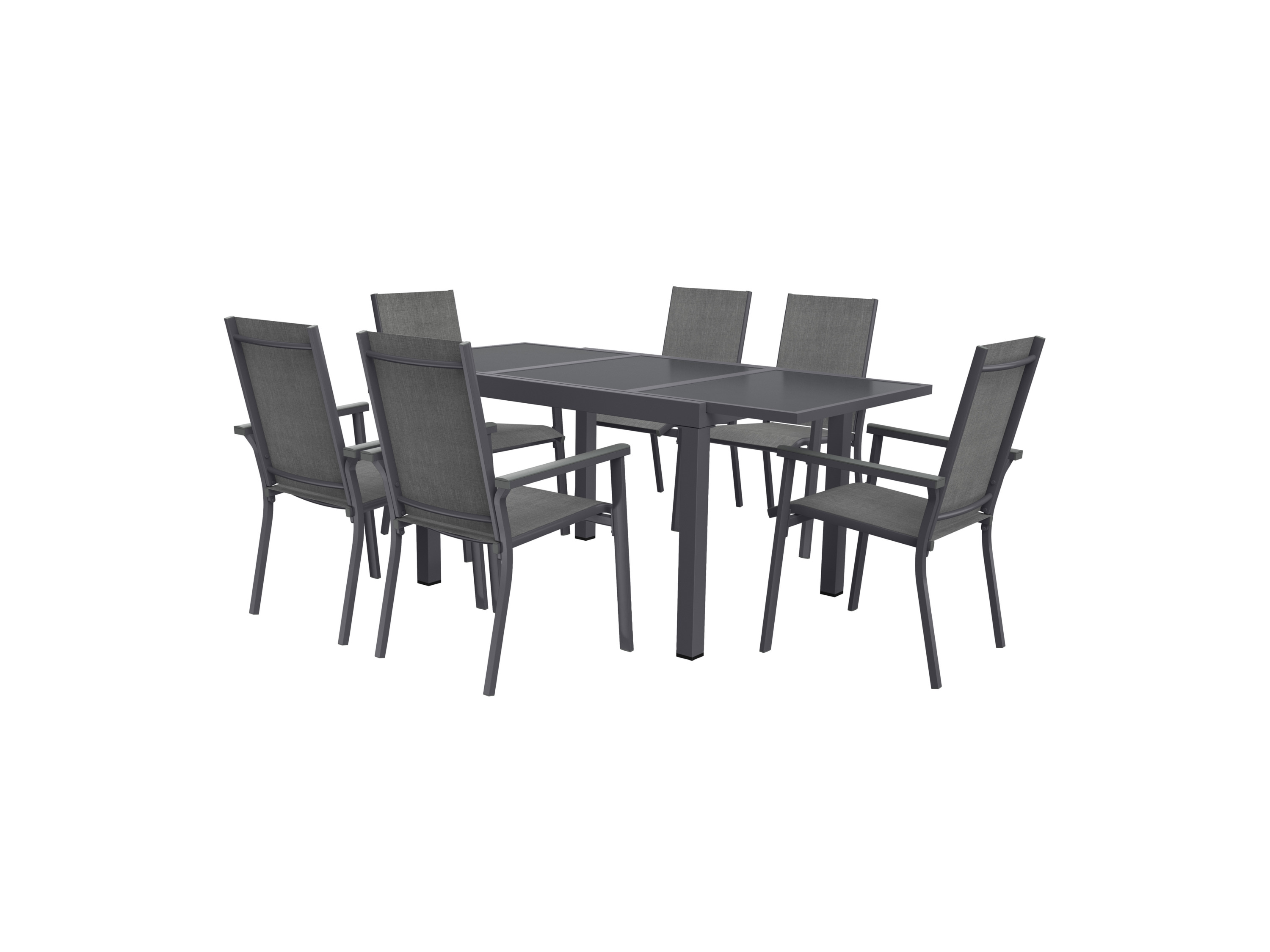 Livarno home Zestaw aluminiowych mebli ogrodowych Houston, stół rozkładany i 6 krzeseł