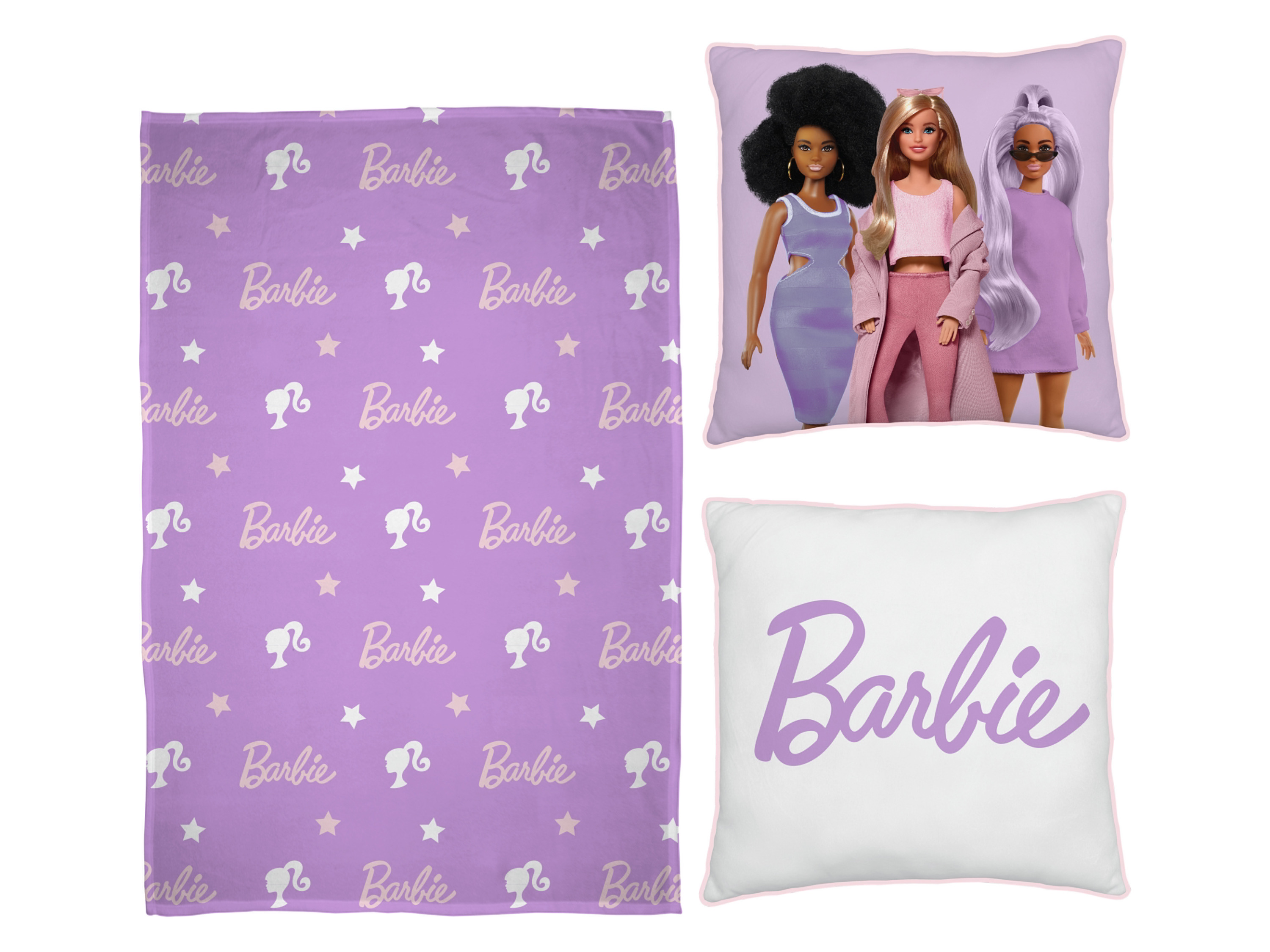 Barbie Koc i poduszka dla dzieci, 100 x 150 cm Fioletowy