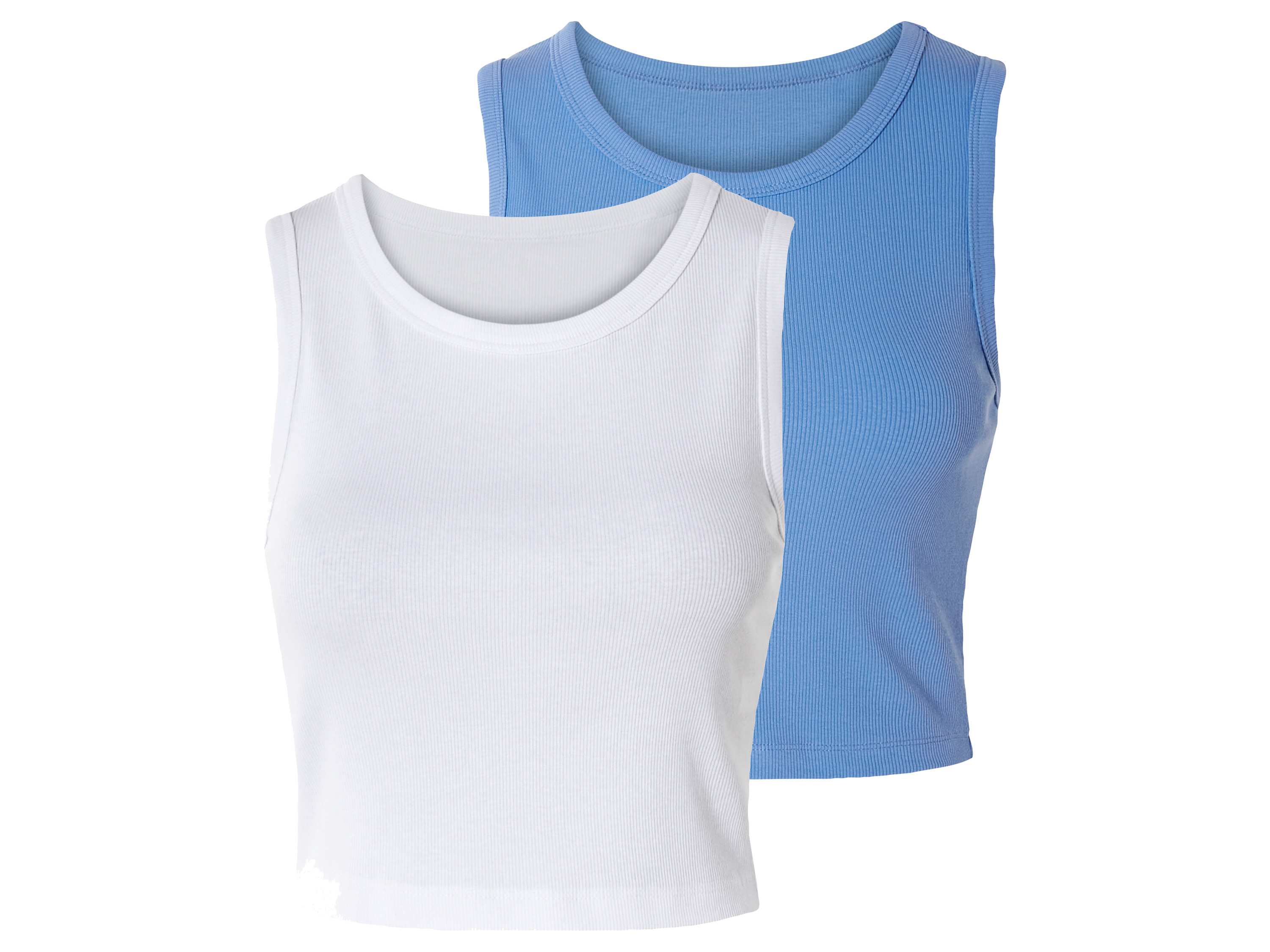 esmara Crop topy damskie z bawełną Niebieski/biały, Xl48/50