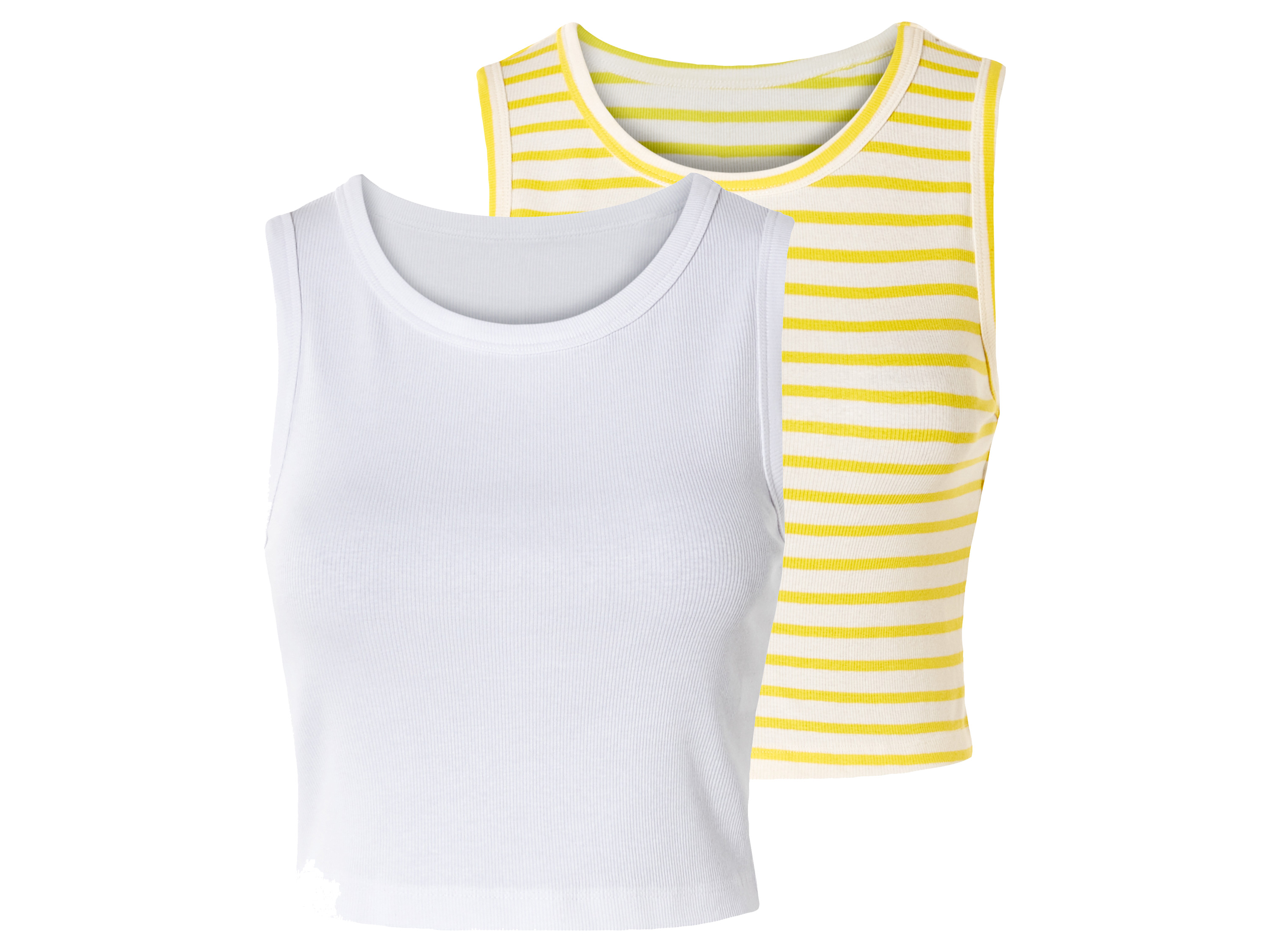 esmara Crop topy damskie z bawełną Żółty-paski/biały, XS 32/34