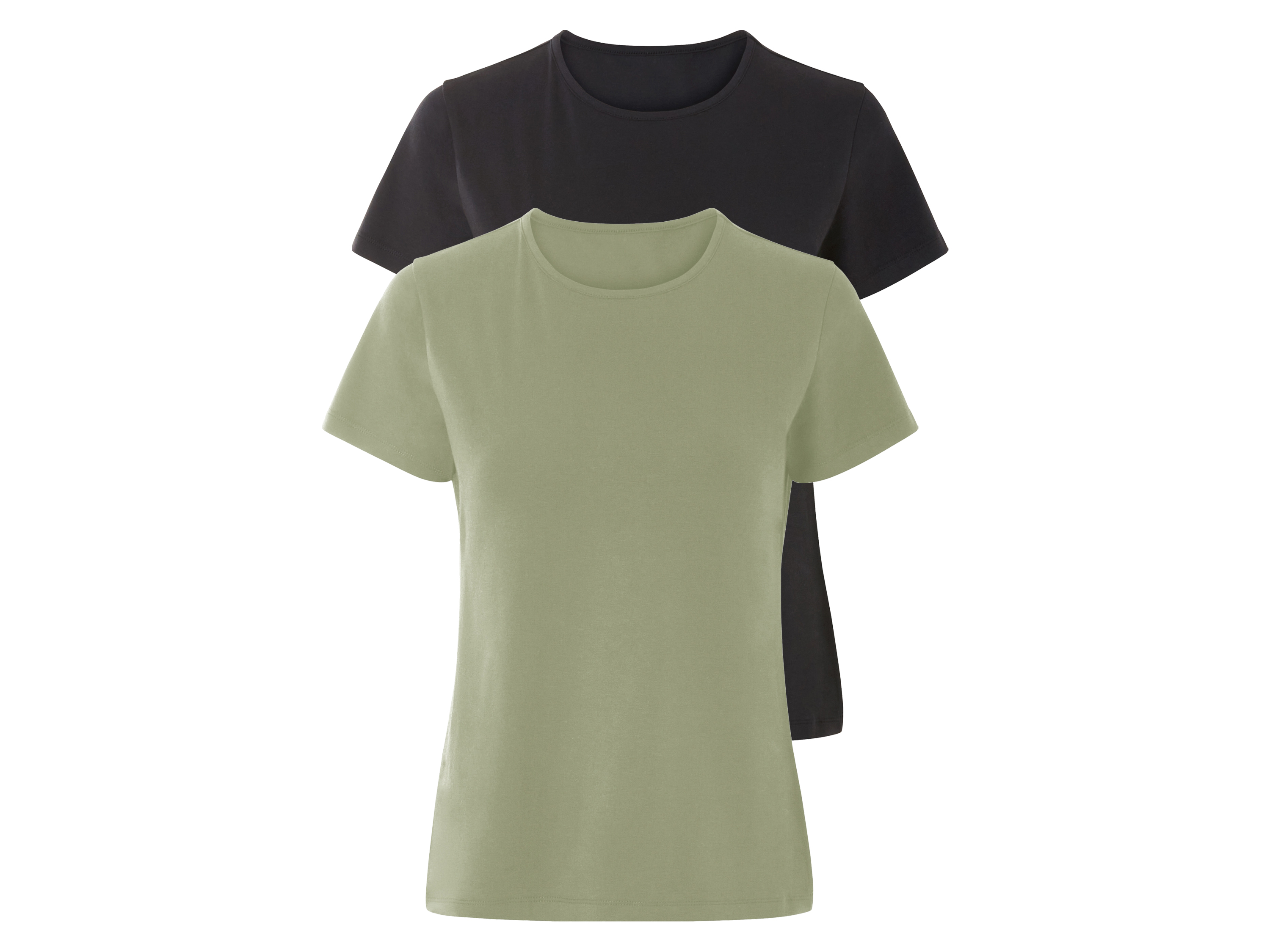 esmara T-shirty damskie z bawełny, 2 sztuki Czarny/ zielony, M40/42