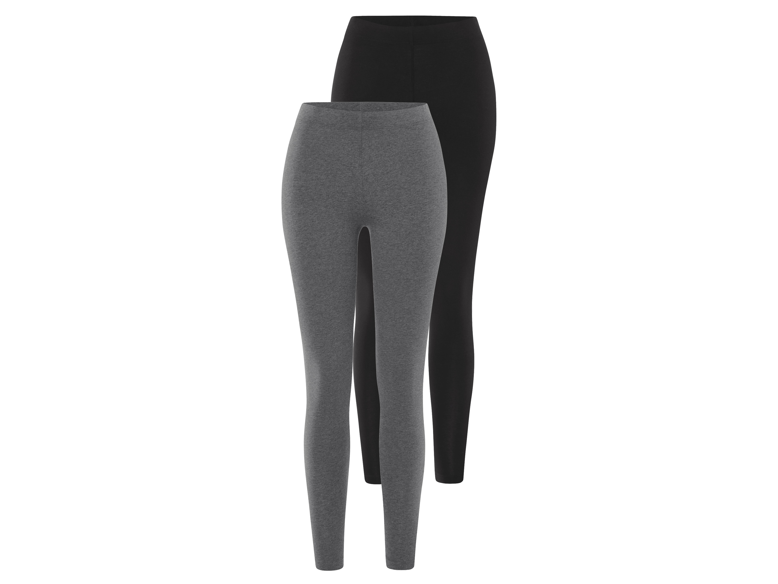 esmara Legginsy damskie, 2 sztuki, z bawełną organiczną Czarny/ szary, L44/46