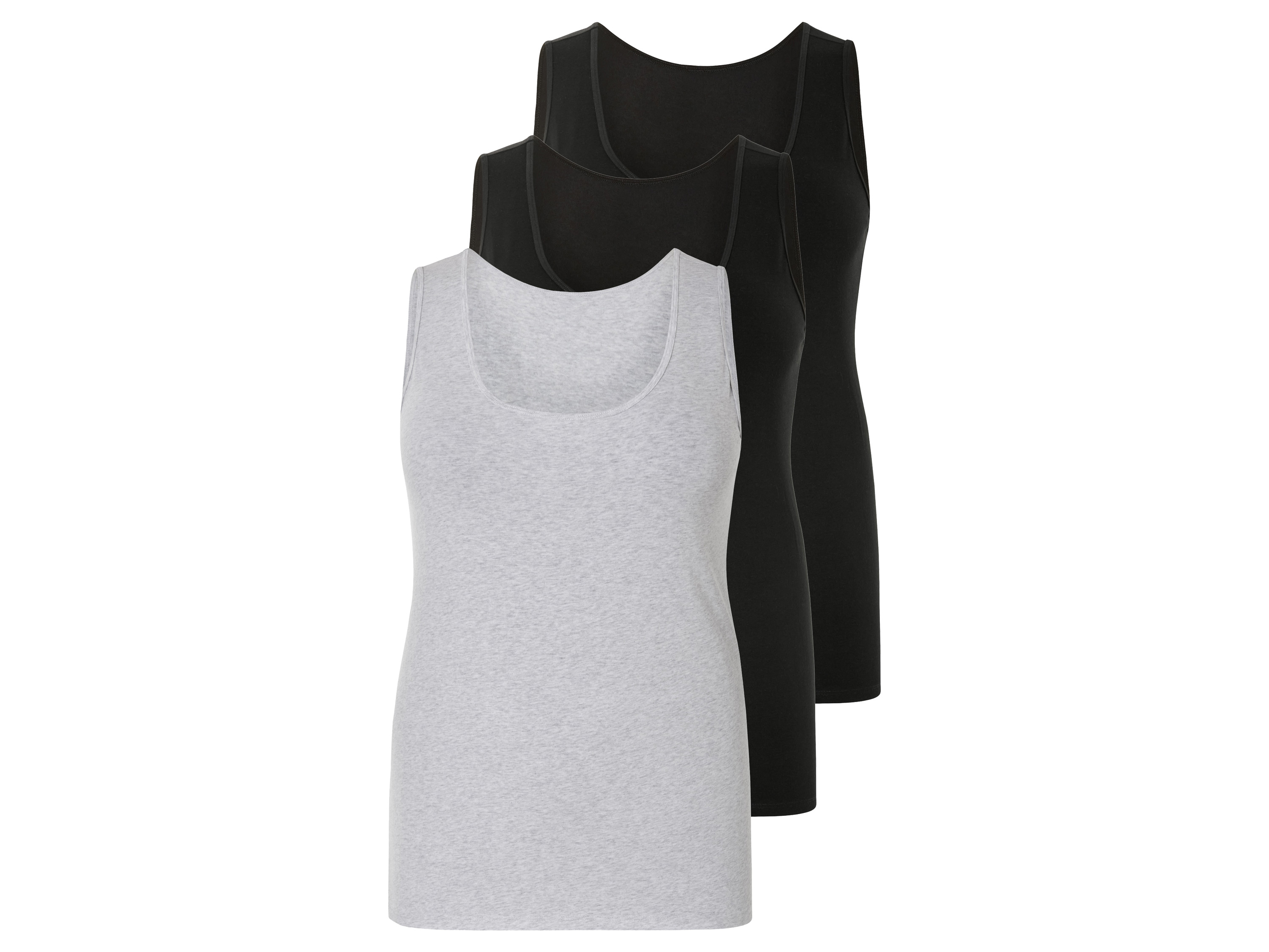 esmara Koszulki damskie z bawełny, 3 sztuki 3XL 56/58, Czarny/ szary