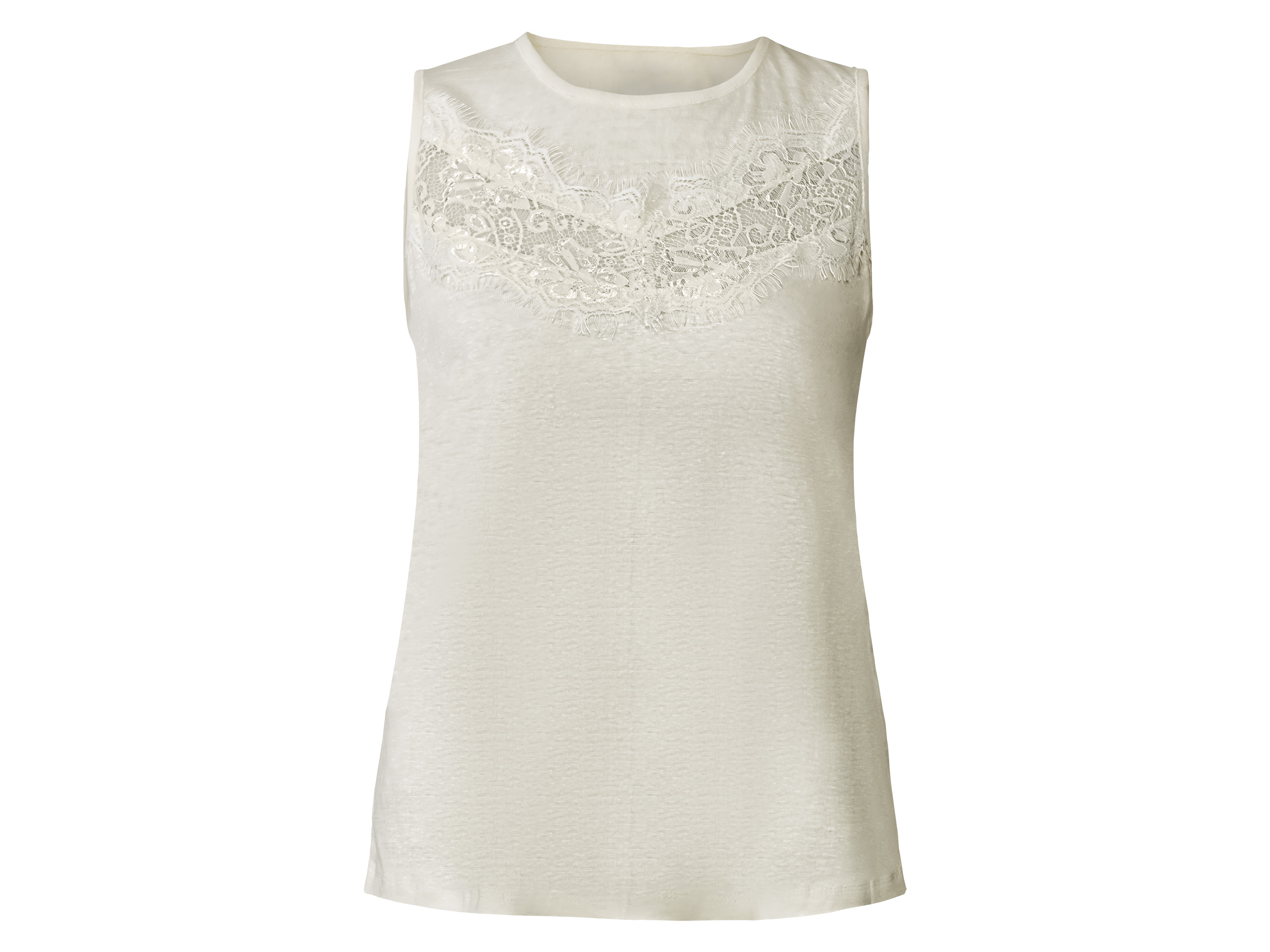 esmara Top damski z lnem Kremowy, L 44/46