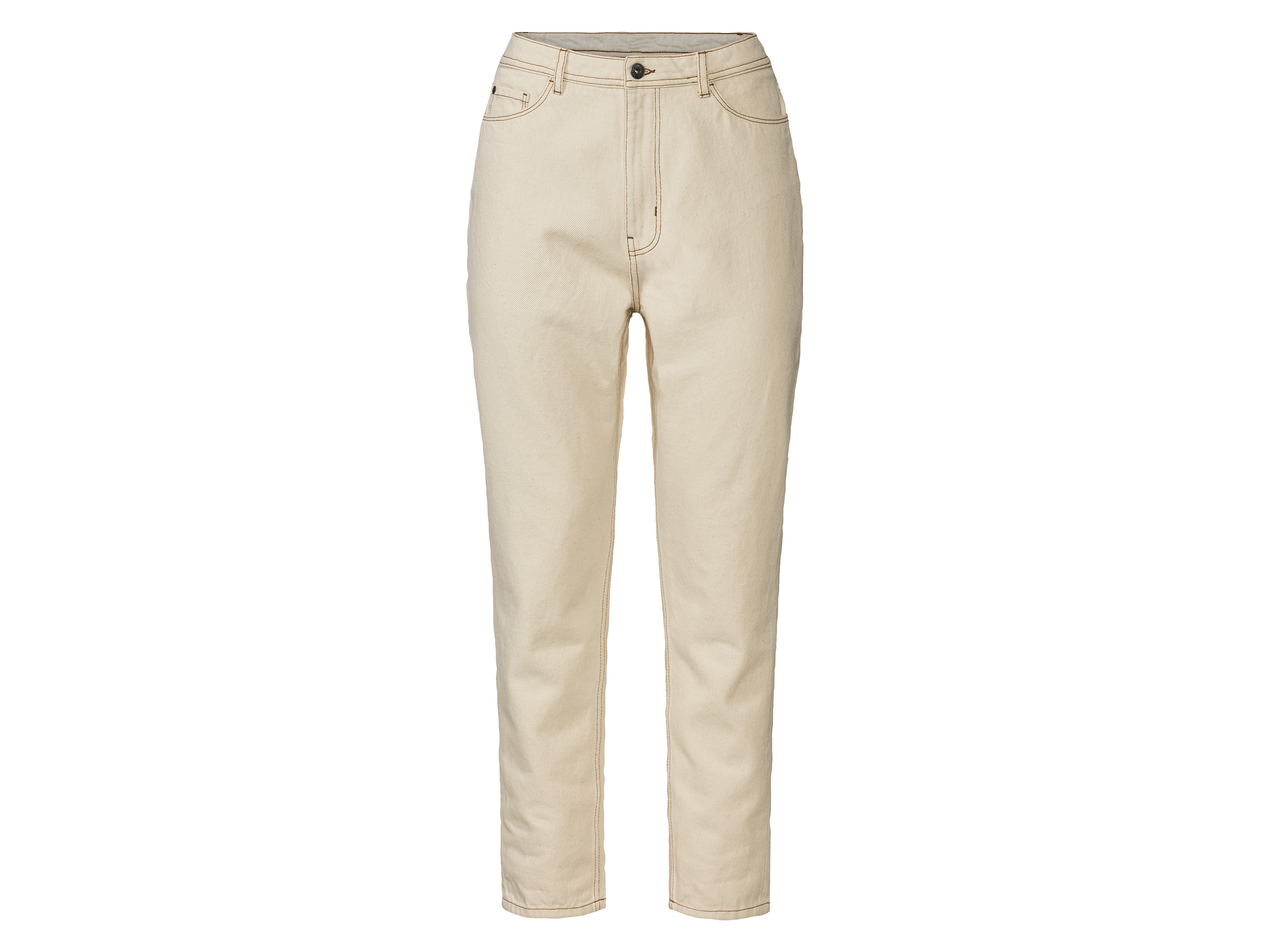 esmara Jeansy damskie, mom fit, z wysokim stanem 40, Beżowy