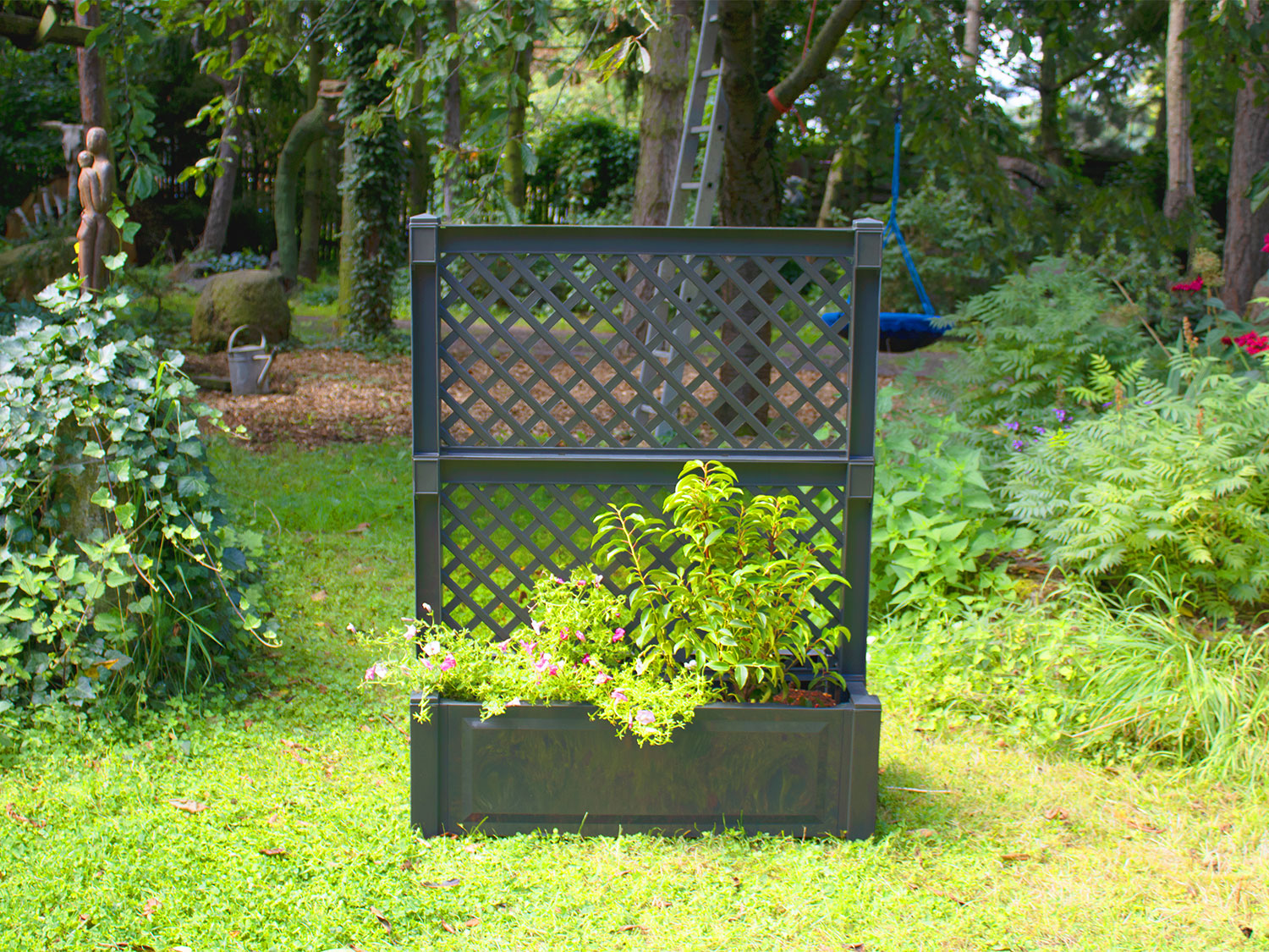 KHW Skrzynka na rośliny z kratą, dł. 100 cm, 110 L Antracytowy