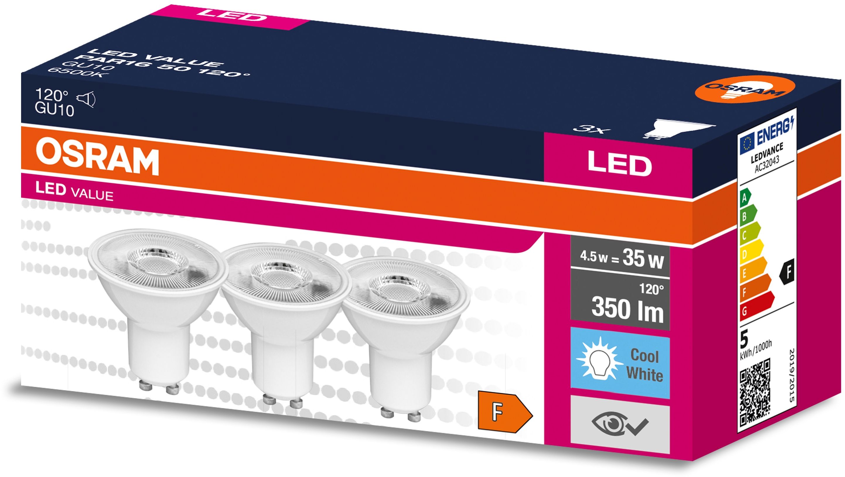 Darmowa Dostawa - Żarówki LED Multipack 3x4.5 W 4000 K gu10 Osram Value 4058075497566