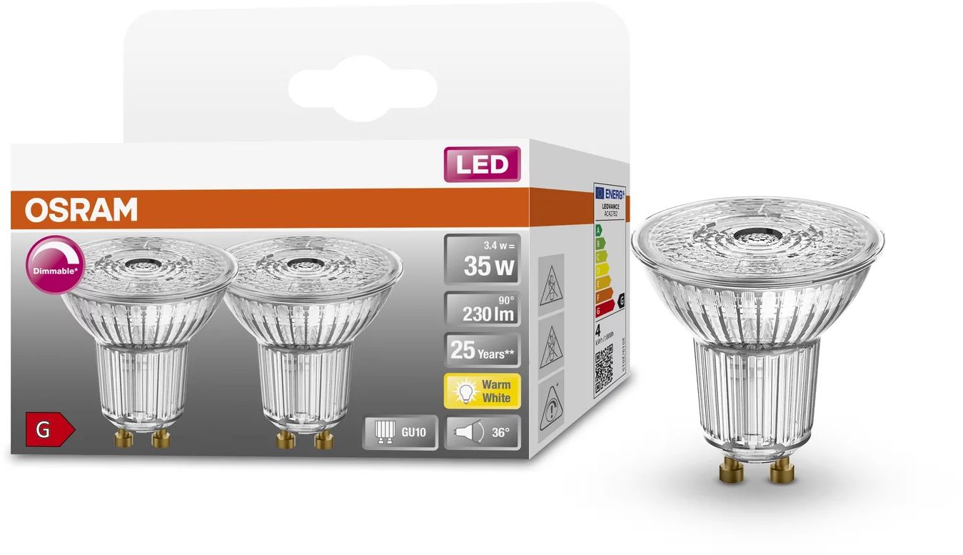 Darmowa Dostawa - Żarówki LED Multipack 2x3.4 W 2700 K gu10 Osram Superstar 4058075797574