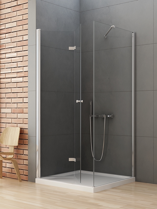 Darmowa Dostawa - Kabina prysznicowa 90x80 cm prostokątna chrom połysk/szkło przezroczyste New Trendy New Soleo D0149A/D0087B