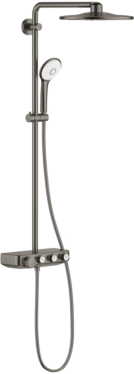 Darmowa Dostawa - Zestaw prysznicowy ścienny termostatyczny z deszczownicą brushed hard graphite Grohe Euphoria 26507AL0