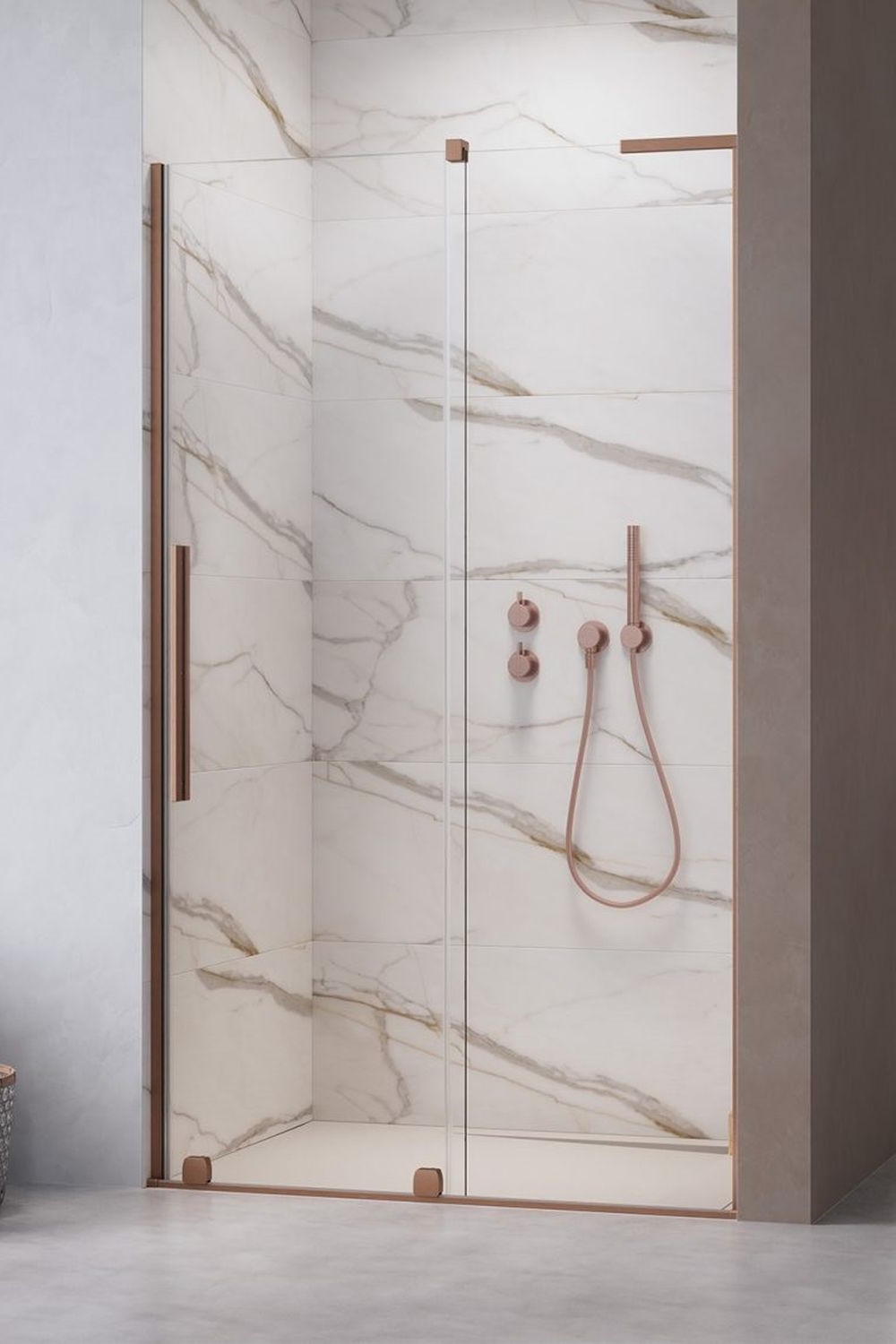 Darmowa Dostawa - Drzwi prysznicowe 110 cm rozsuwane Radaway Furo SL Brushed Copper DWJ 103075729301R/101105300101