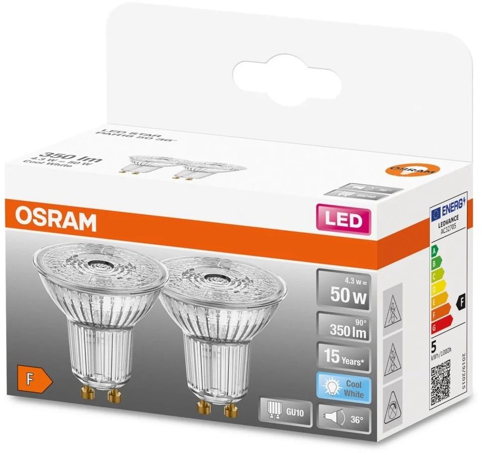 Darmowa Dostawa - Żarówki LED Multipack 2x4.3 W 4000 K gu10 Osram Star 4058075452473