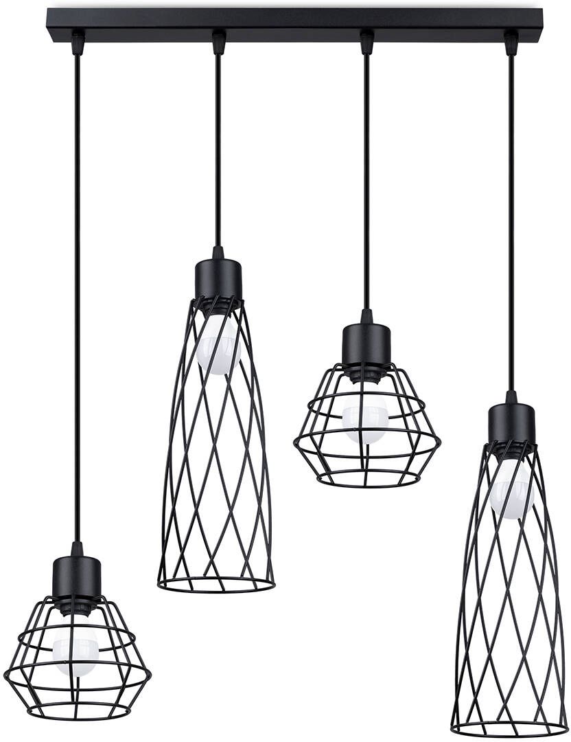 Darmowa Dostawa - Lampa wisząca 4x15 W czarna Sollux Lighting Suba SL1167