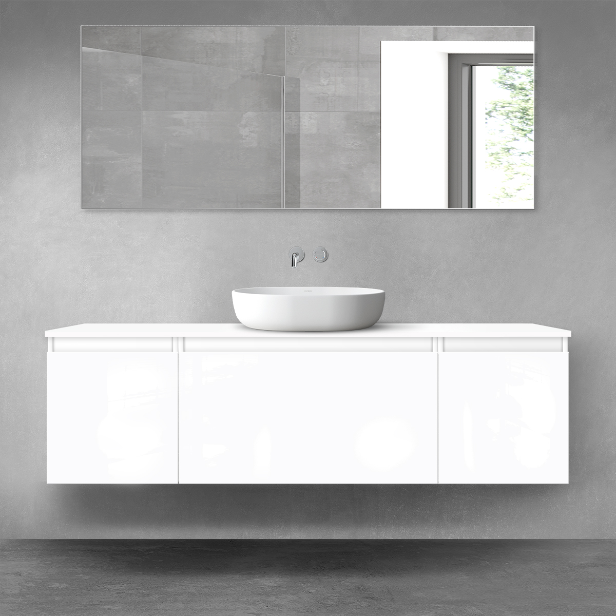 Darmowa Dostawa - Zestaw mebli łazienkowych 160x46.4x48.6 cm podumywalkowa wisząca biała Oltens Vernal 68470000