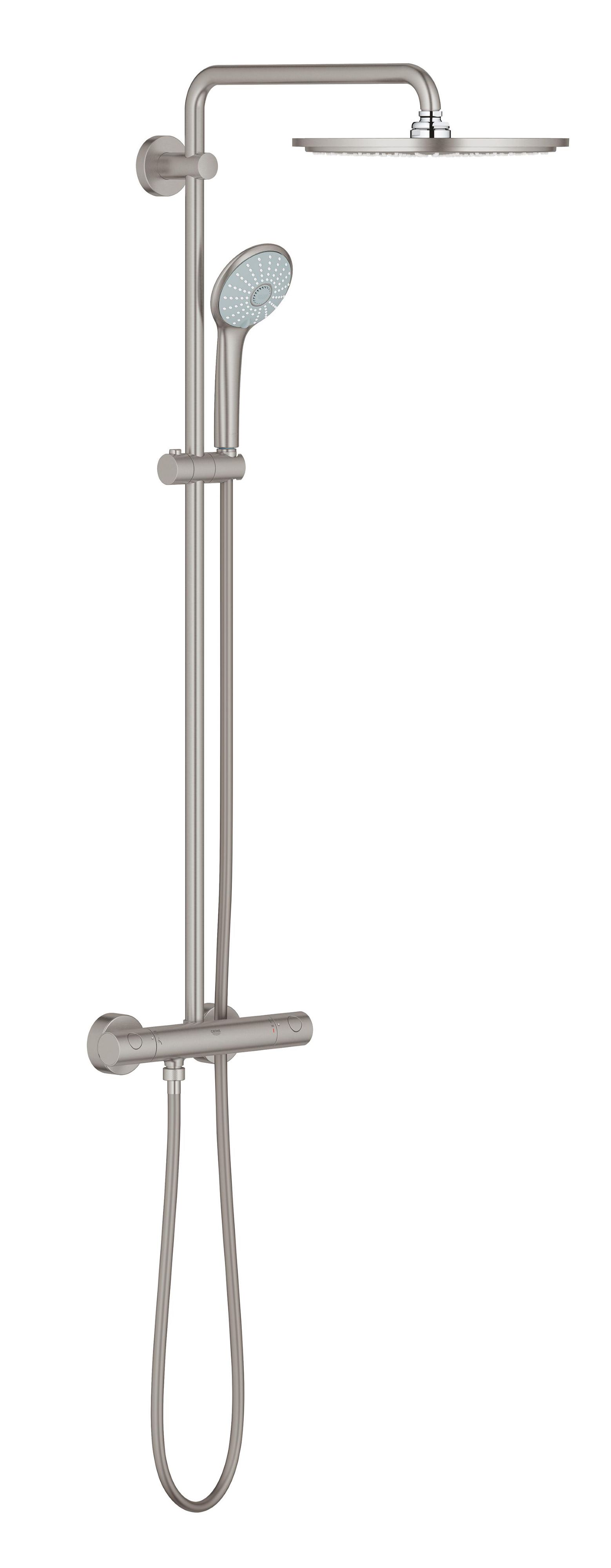Darmowa Dostawa - Zestaw prysznicowy ścienny termostatyczny z deszczownicą supersteel Grohe Euphoria 26075DC0