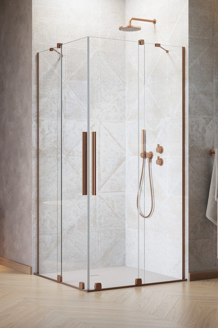 Darmowa Dostawa - Kabina prysznicowa część prawa 90x90 cm kwadratowa Radaway Furo Brushed Copper KDD 101050909301R