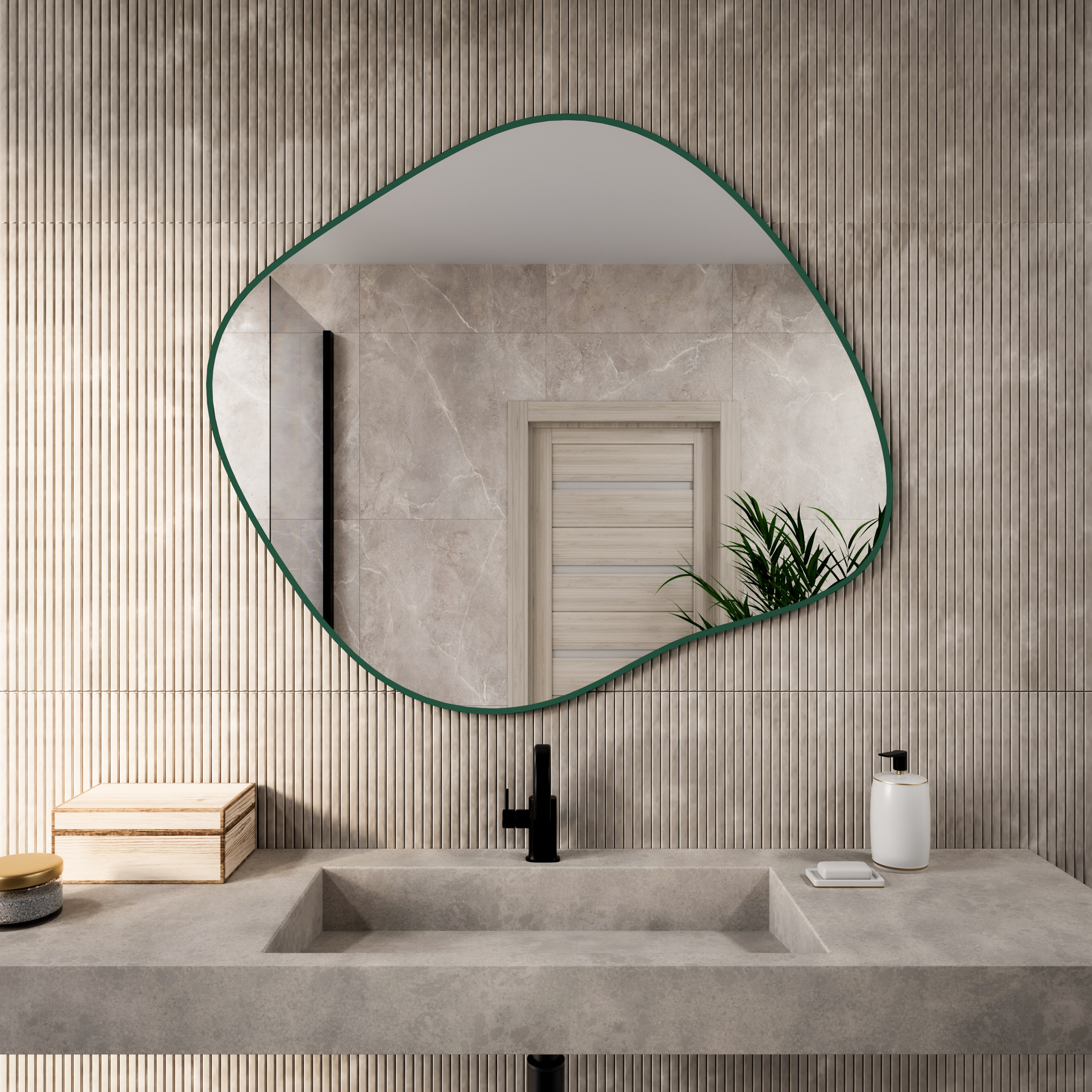Darmowa Dostawa - Lustro 70x60 cm zielony Baltica Design Tiny Border Stain III 5904107931920